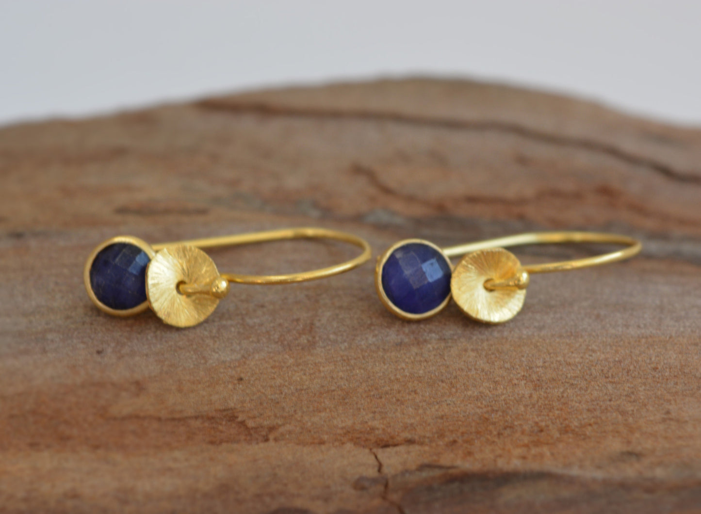 24k gold vermeil and sapphire earrings.