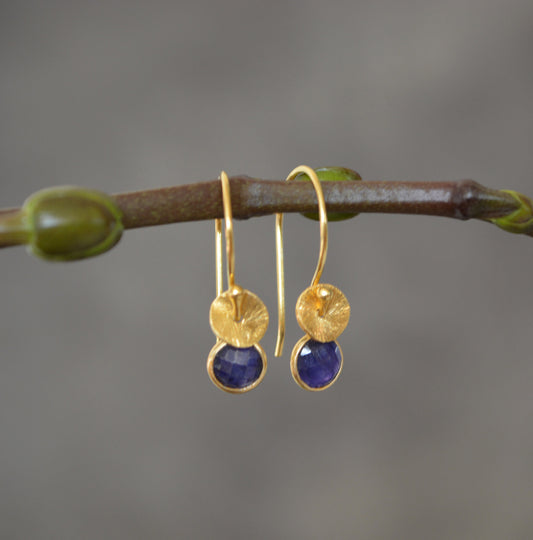 24k gold vermeil and sapphire earrings.