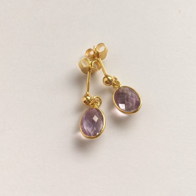 Amethyst gold plated sterling silver stud earrings