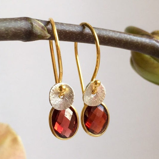Garnet 24k gold vermeil, sterling silver earrings.