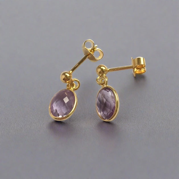 gold vermeil amethyst and ball stud earrings