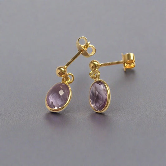 gold vermeil amethyst and ball stud earrings
