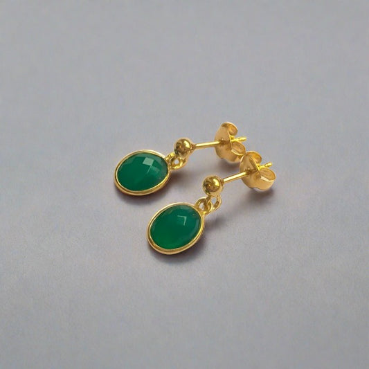 24k gold vermeil and green onyx stud earrings