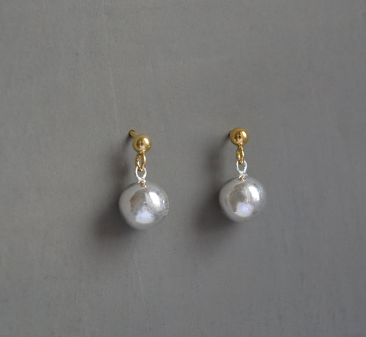 Gold and Silver Ball Drop Stud Earrings