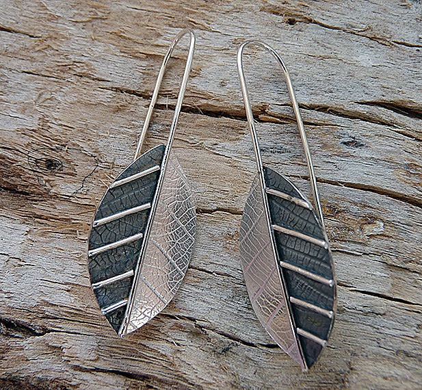 Sterling silver leaf earrings. MADE TO ORDER.
