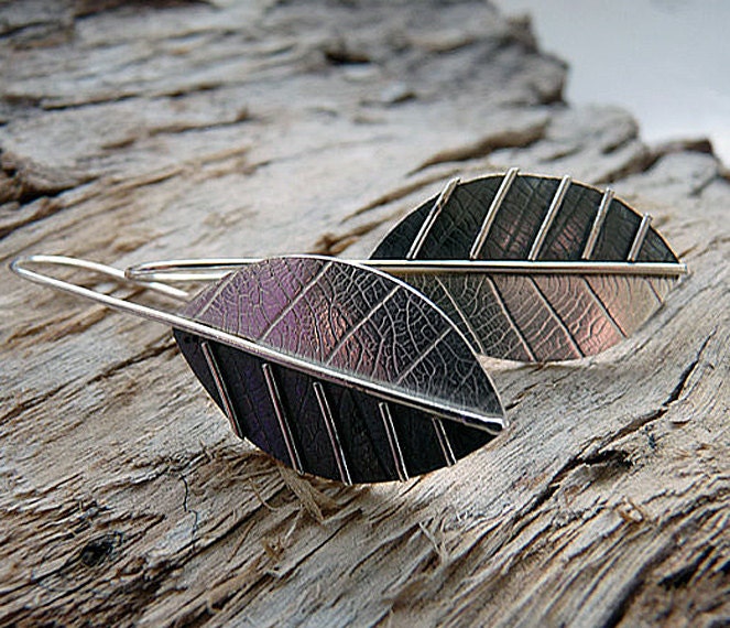 Sterling silver leaf earrings. MADE TO ORDER.