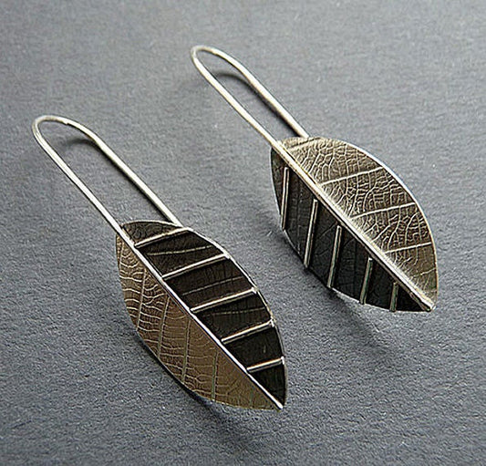 Sterling silver leaf earrings. MADE TO ORDER.