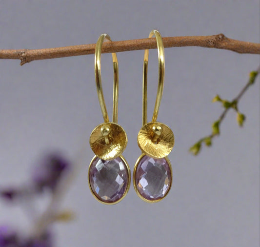 amethyst gold vermeil dangle earrings