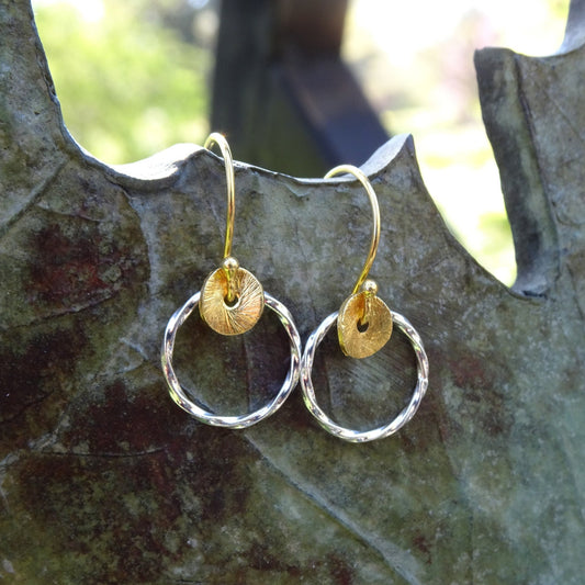 Sterling silver circle earrings.