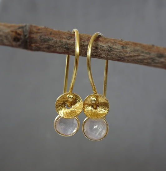 Rose quartz, 24k gold vermeil earrings.