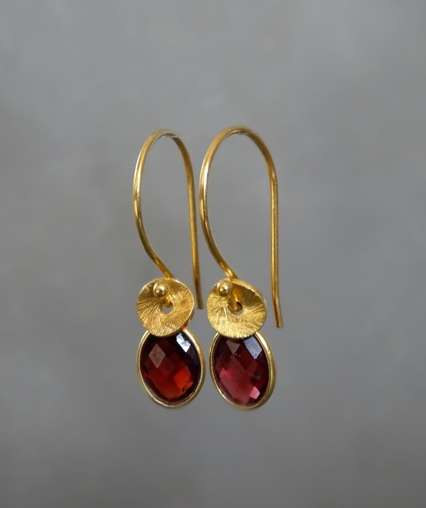 24k gold vermeil and garnet earrings.