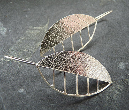 Sterling silver leaf earrings. MADE TO ORDER.