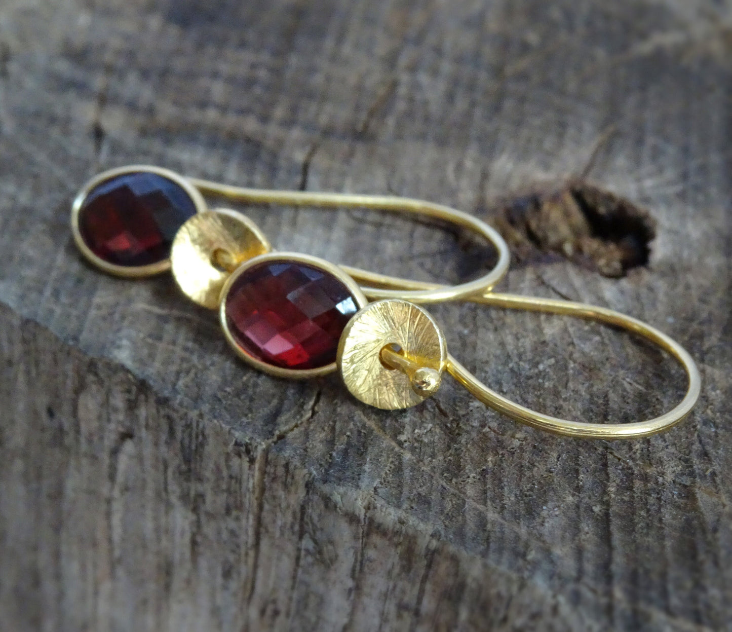 24k gold vermeil and garnet earrings.