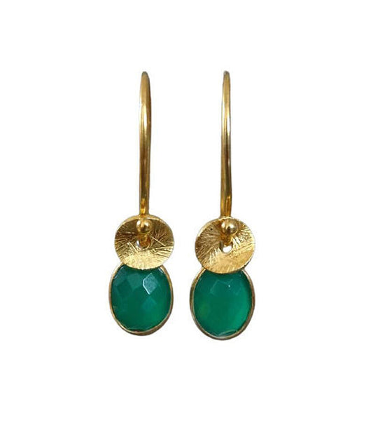 24k gold vermeil and green onyx earrings.