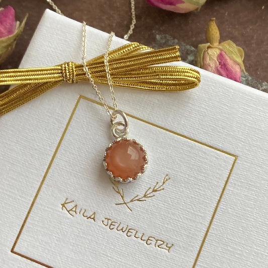 moonstone charm sterling silver necklace