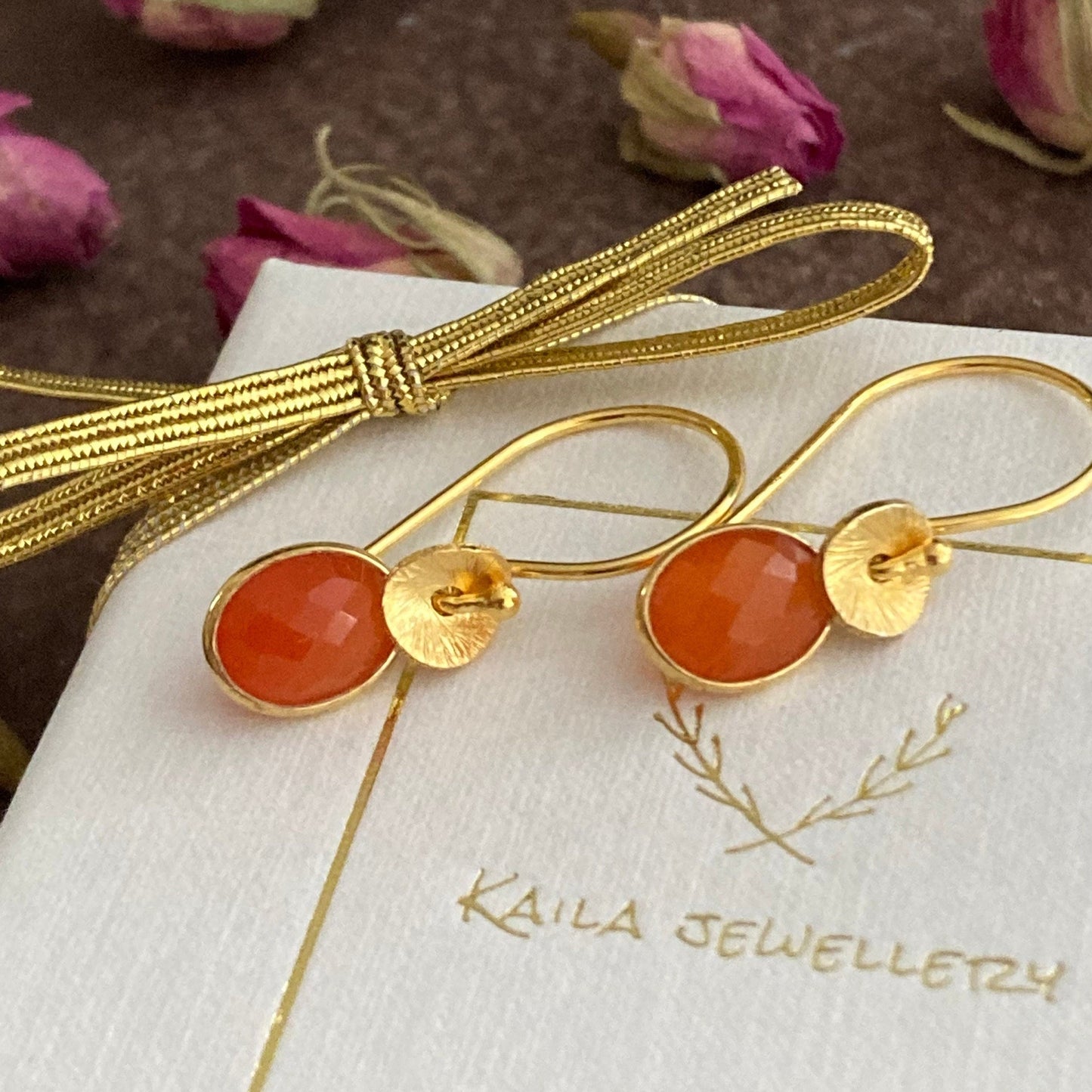 Carnelian 24k gold vermeil earrings