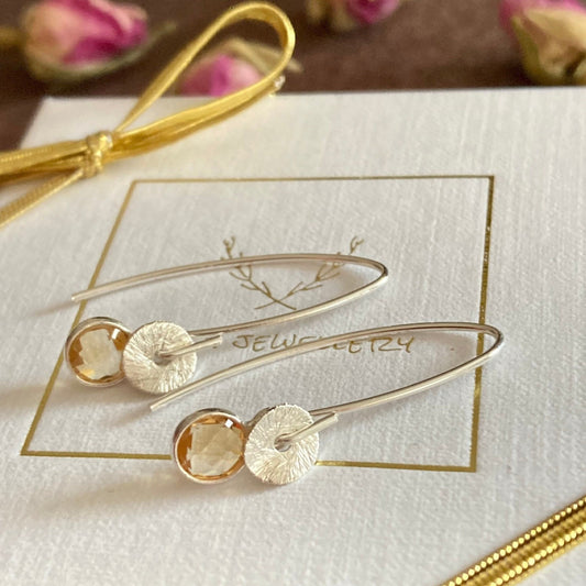 Citrine sterling silver dangle earrings.