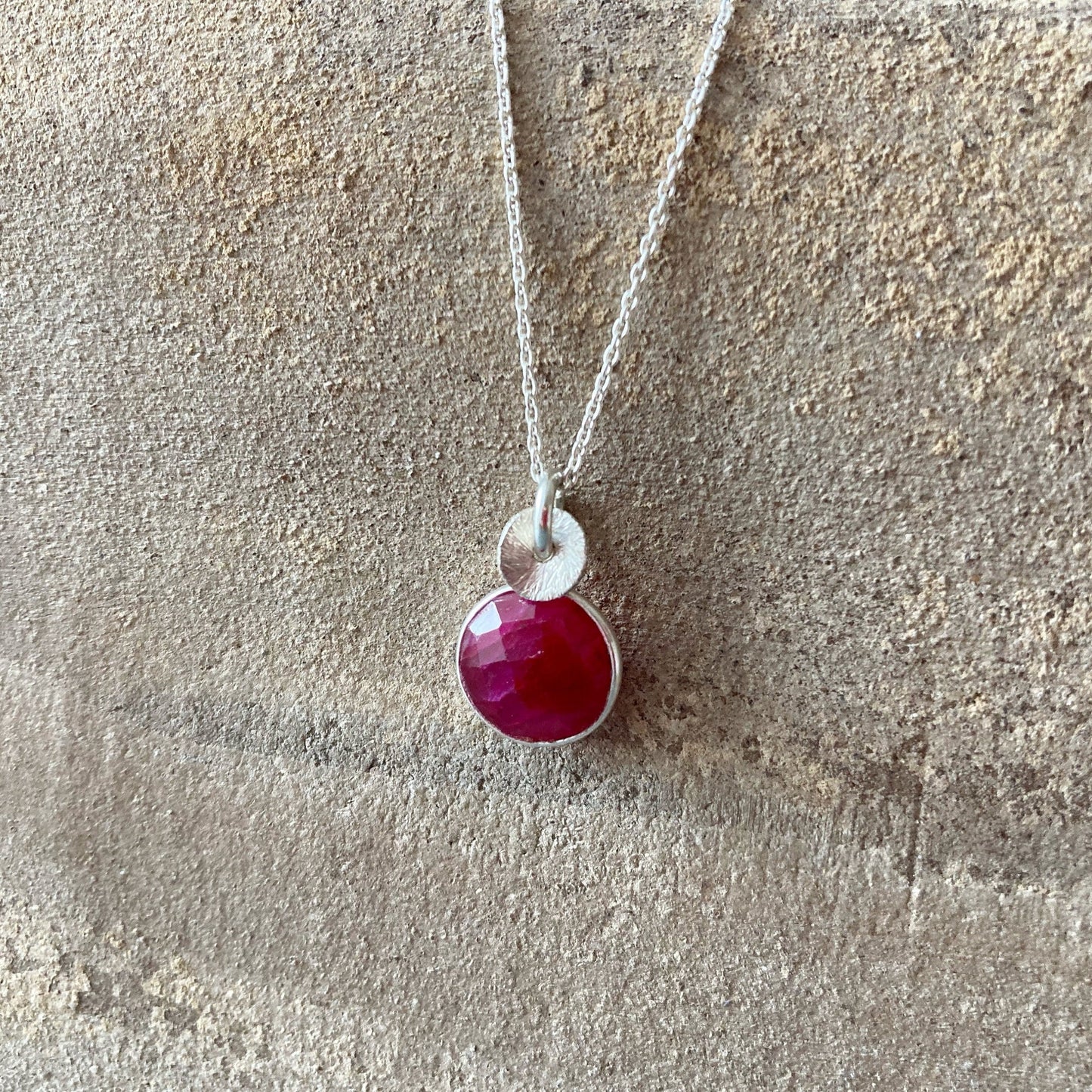Sterling Silver Ruby Necklace.