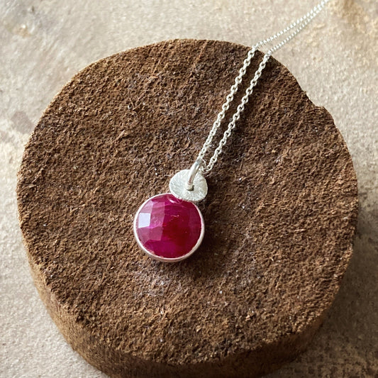 Sterling Silver Ruby Necklace.