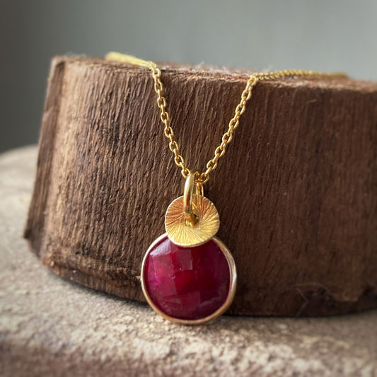 24k Gold Vermeil Ruby Necklace