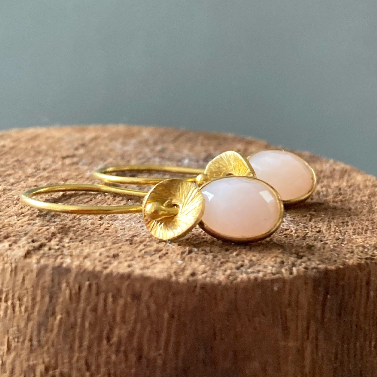 Opal gold plated sterling silver earrings