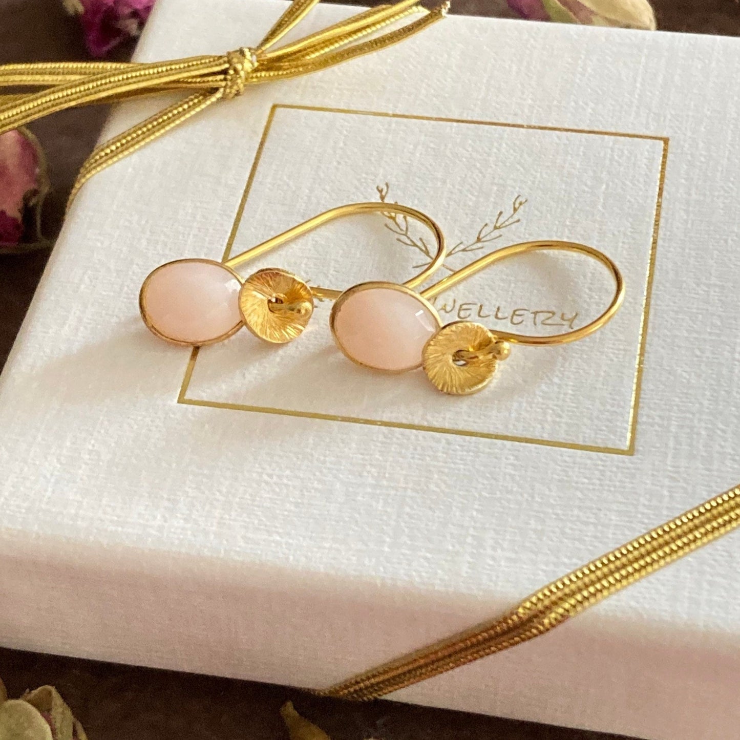 Opal gold plated sterling silver earrings