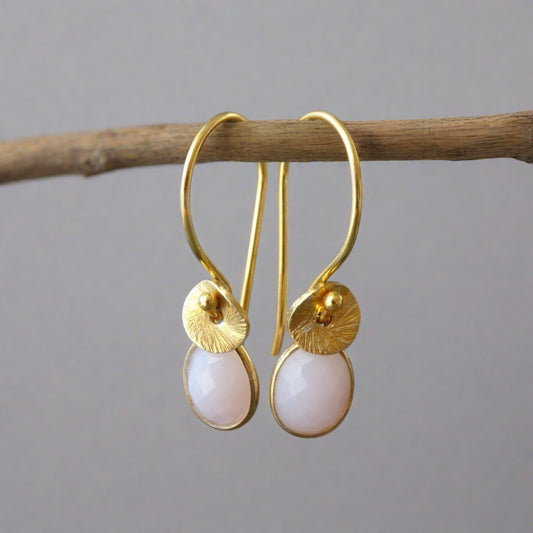 Opal gold plated sterling silver earrings