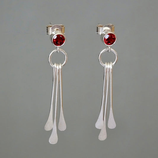 sterling silver garnet earrings