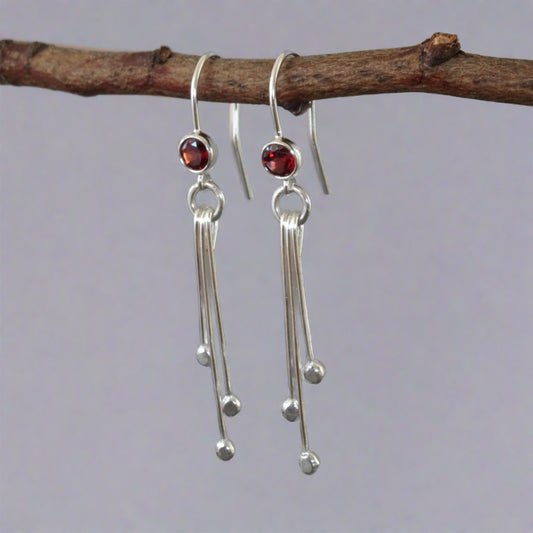 Garnet sterling silver earrings