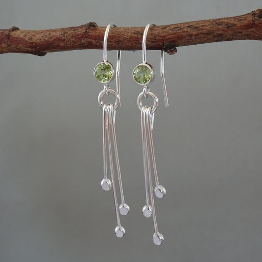 Peridot sterling silver dangle earrings