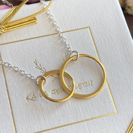 24k gold vermeil two circle sterling silver necklace