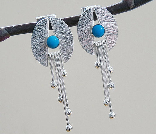 Turquoise sterling silver stud earrings. December birthstone earrings.  MADE TO ORDER.