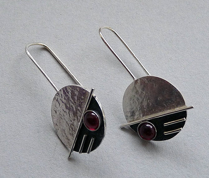 Sterling silver garnet earrings.