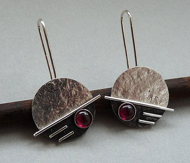 Sterling silver garnet earrings.