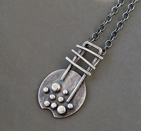 Artisan oxidised rustic sterling silver necklace.