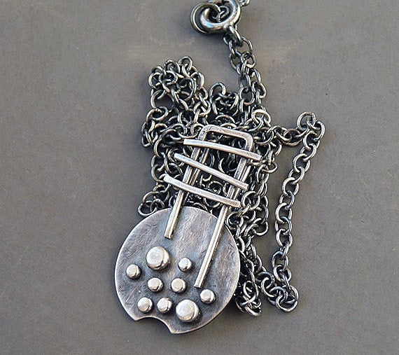 Artisan oxidised rustic sterling silver necklace.