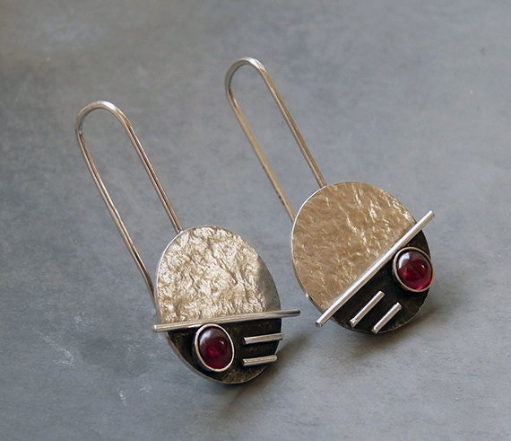 Sterling silver garnet earrings.