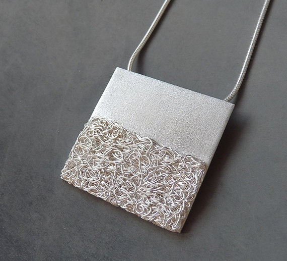 Sterling silver and fine silver contemporary necklace. MADE TO ORDER.