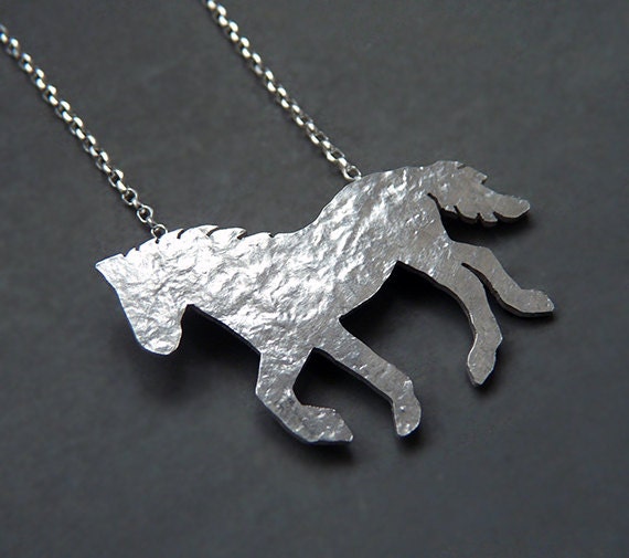 Sterling silver horse necklace.
