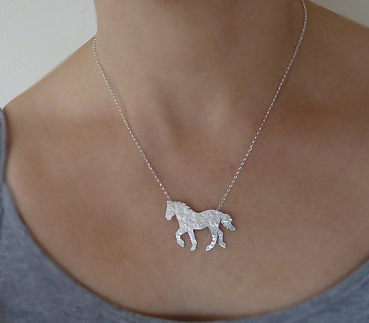 Sterling silver horse necklace.