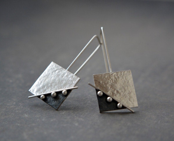 Sterling sterling silver square textured earrings. MADE TO ORDER.