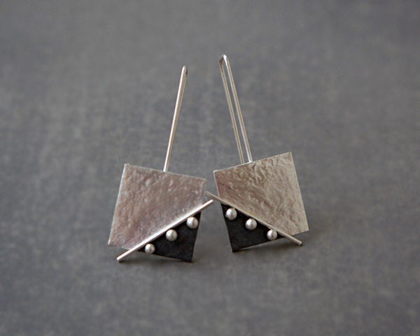 Sterling sterling silver square textured earrings. MADE TO ORDER.