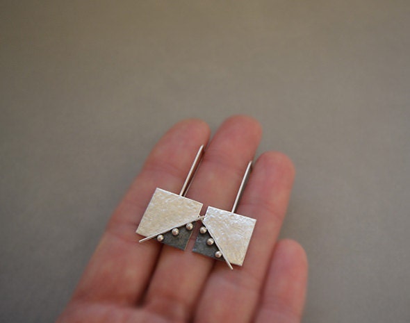 Sterling sterling silver square textured earrings. MADE TO ORDER.