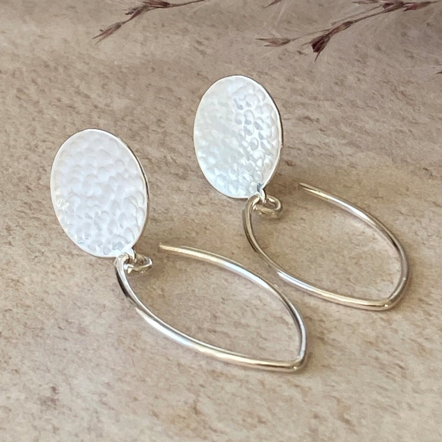 Sterling silver hammered disc earrings