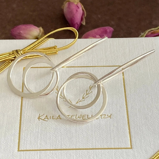 Two circles sterling silver earrings.