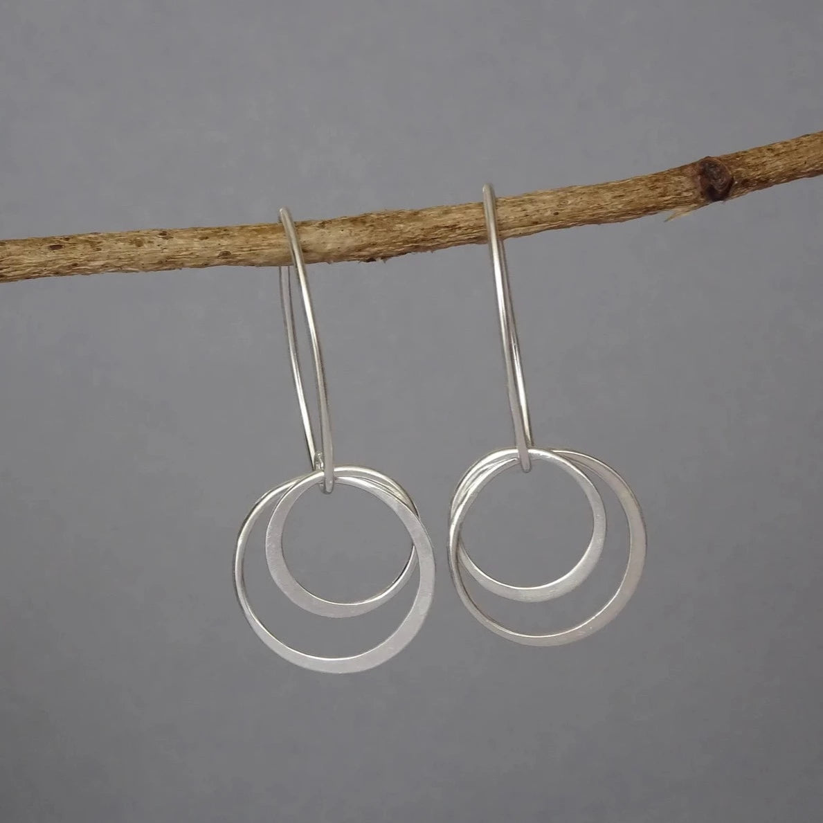 Two circles sterling silver earrings.
