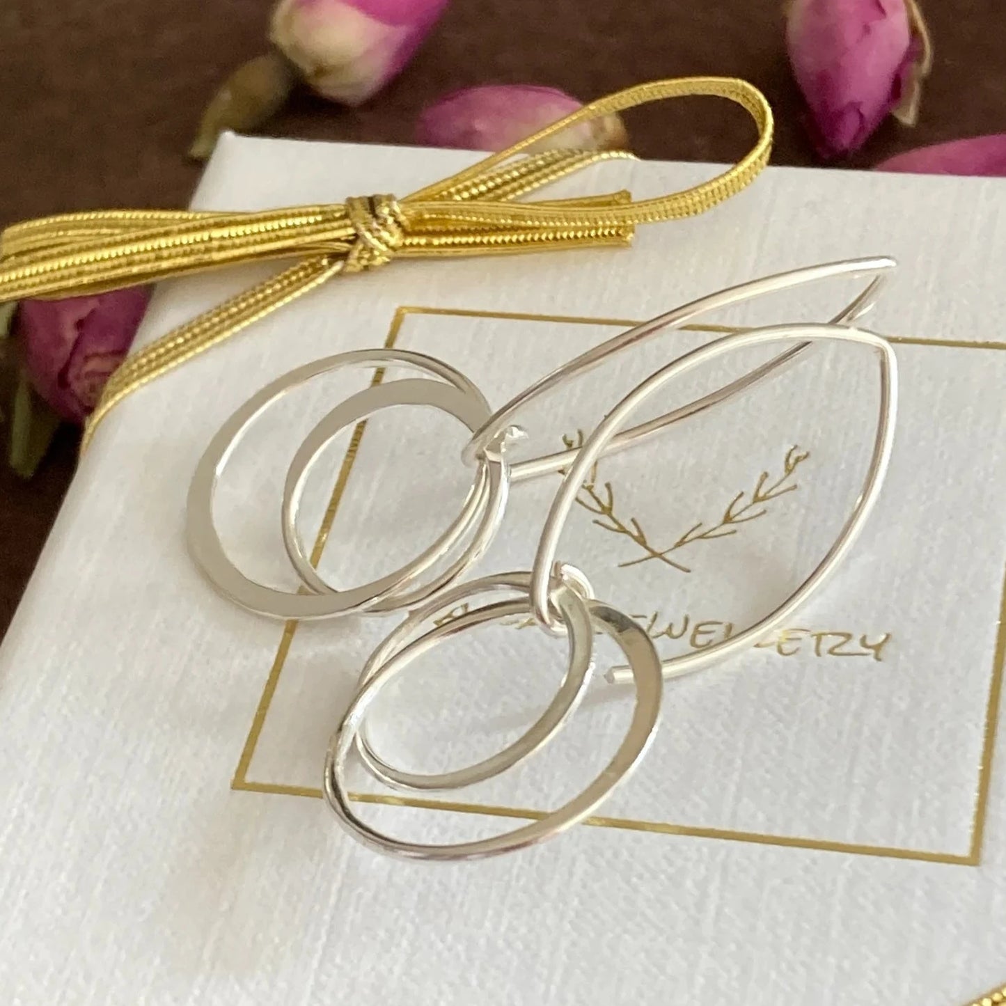Two circles sterling silver earrings.