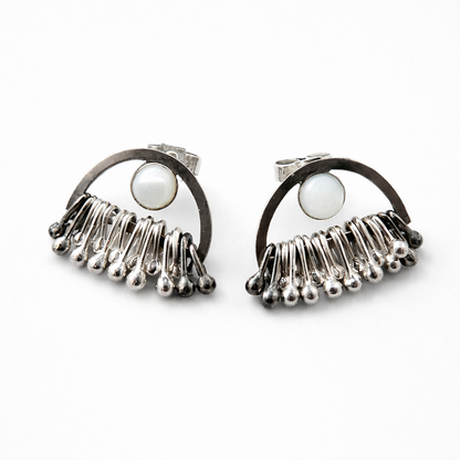Mother of Pearl sterling silver dangle stud earrings.