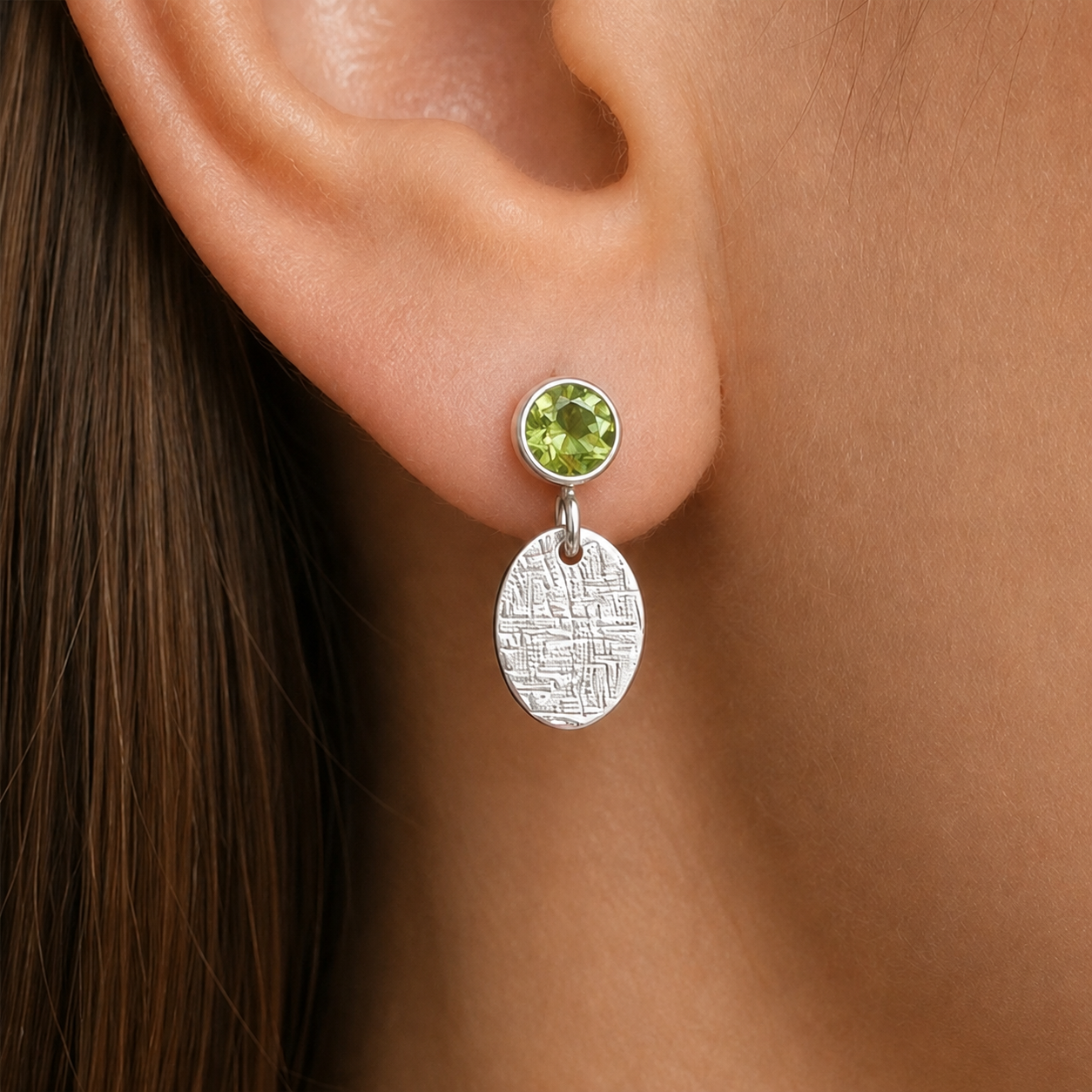 Peridot sterling silver stud earrings.