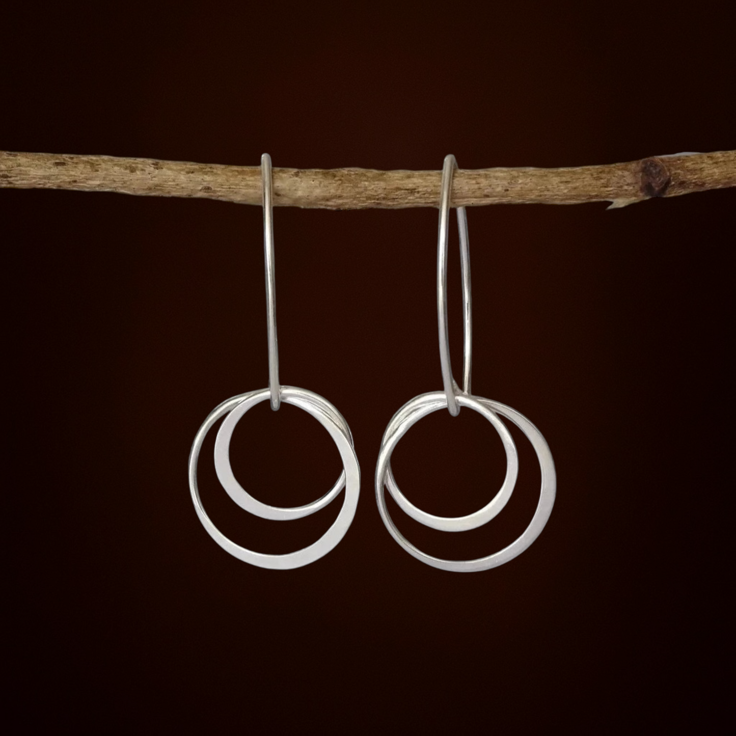 Two circles sterling silver earrings.